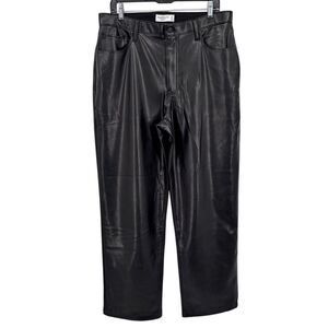 Abercrombie & Fitch The 90s Relaxed High Rise Faux‎ Leather Pants Black Sz14 NWT